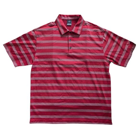 Nike Polo Shirt Mens Extra Large Red Striped Dri-FIT UV Performance Golf - Picture 1 of 7